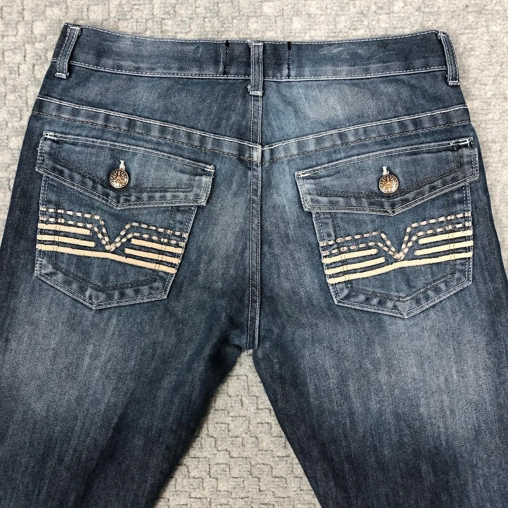 Lions Crest English Laundry Jeans Mens 30x32 Blue Straight Denim Embroidered